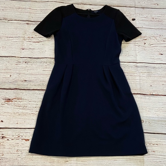 Madewell Gallerist Ponte Dress Colorblock Black Navy Sz 2 - Picture 8 of 13